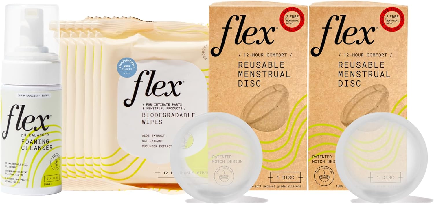 Flex Day and Night Disc Kit with 2 Flex Reusable Discs + Flex Wash + Flex Wipes 6-Pack