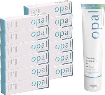 Opal by Opalescence Teeth Whitening Toothpaste (Pack of 12) - Cool Mint Original Formula - Oral Care, Gluten-Free - 4.7 Ounce Made by Ultradent.- OPAL-TP-5760-12