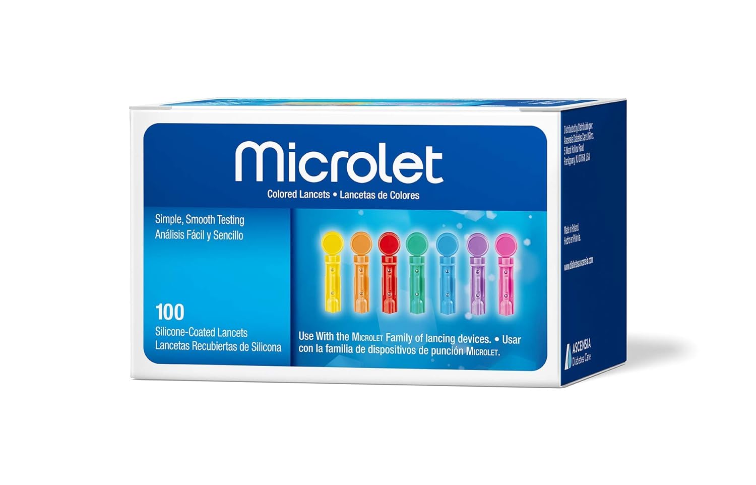 Ascensia Microlet Lancets For Glucose Blood Testing, Multi-Colored, 100 Count