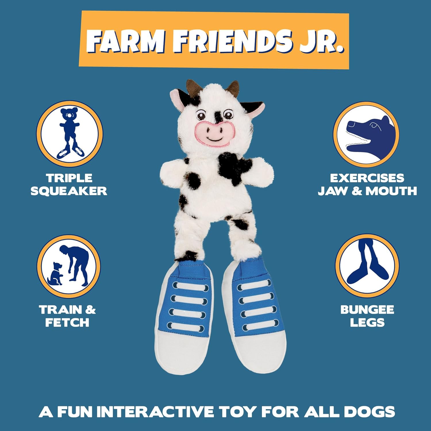 Pet Supplies : Pet Factory Squeaky Sneakers Bungee Tug Plush Dog Toy, Randomly Selected - Cow OR Pig, One Size : Amazon.com
