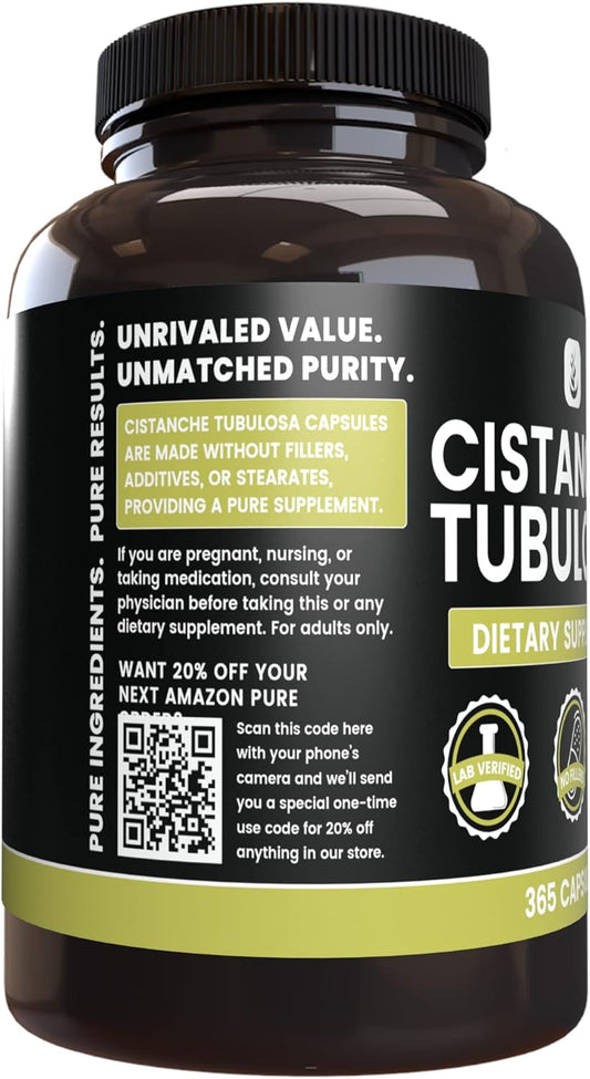 Pure Original Ingredients Cistanche Tubulosa (365 Capsules) No Magnesium Or Rice Fillers, Always Pure, Lab Verified