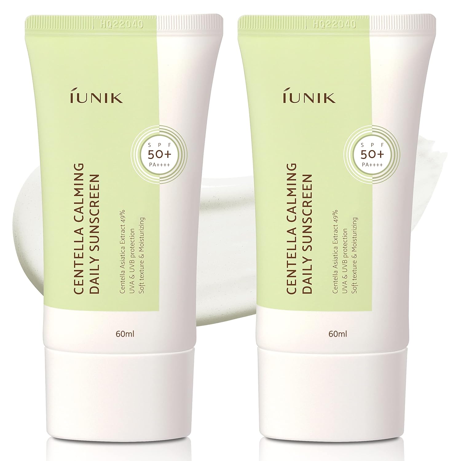 Iunik Centella Calming Moisture Daily Sunscreen Spf 50+ Pa++++ Matte & No White Cast Centella Asiatica Dry Oily Sensitive Vegan Korean Skincare - Pack Of 2