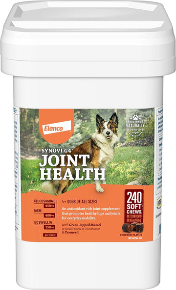Synovi G4 Dog Joint Supplement Chews, 240-Count, for Dogs of All Ages, Sizes and Breeds