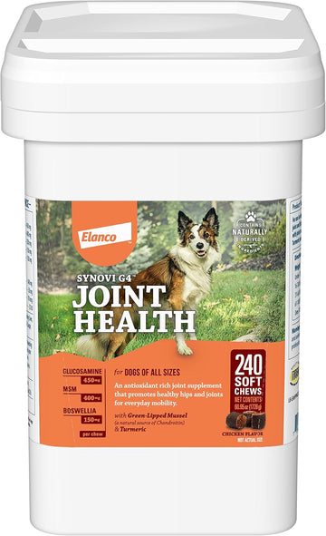 Synovi G4 Dog Joint Supplement Chews, 240-Count, For Dogs Of All Ages, Sizes And Breeds