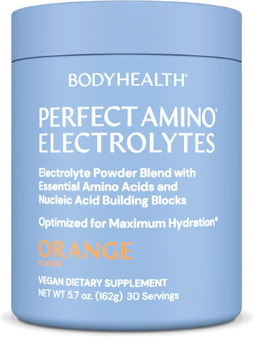 Bodyhealth Perfectamino Electrolytes Powder No Sugar, Hydration Fasting Keto Zero Sugar Electrolytes Drink Mix With Trace Minerals - Passion Fruit - 30 Servings