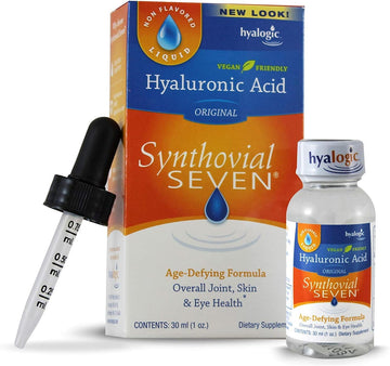 Hyalogic Synthovial Seven - Oral Hyaluronic Acid Supplement 1oz - Liquid HA Supports Skin, Joint, Eye, and Lip Hydration - Vegan, Gluten Free 1 Ounce