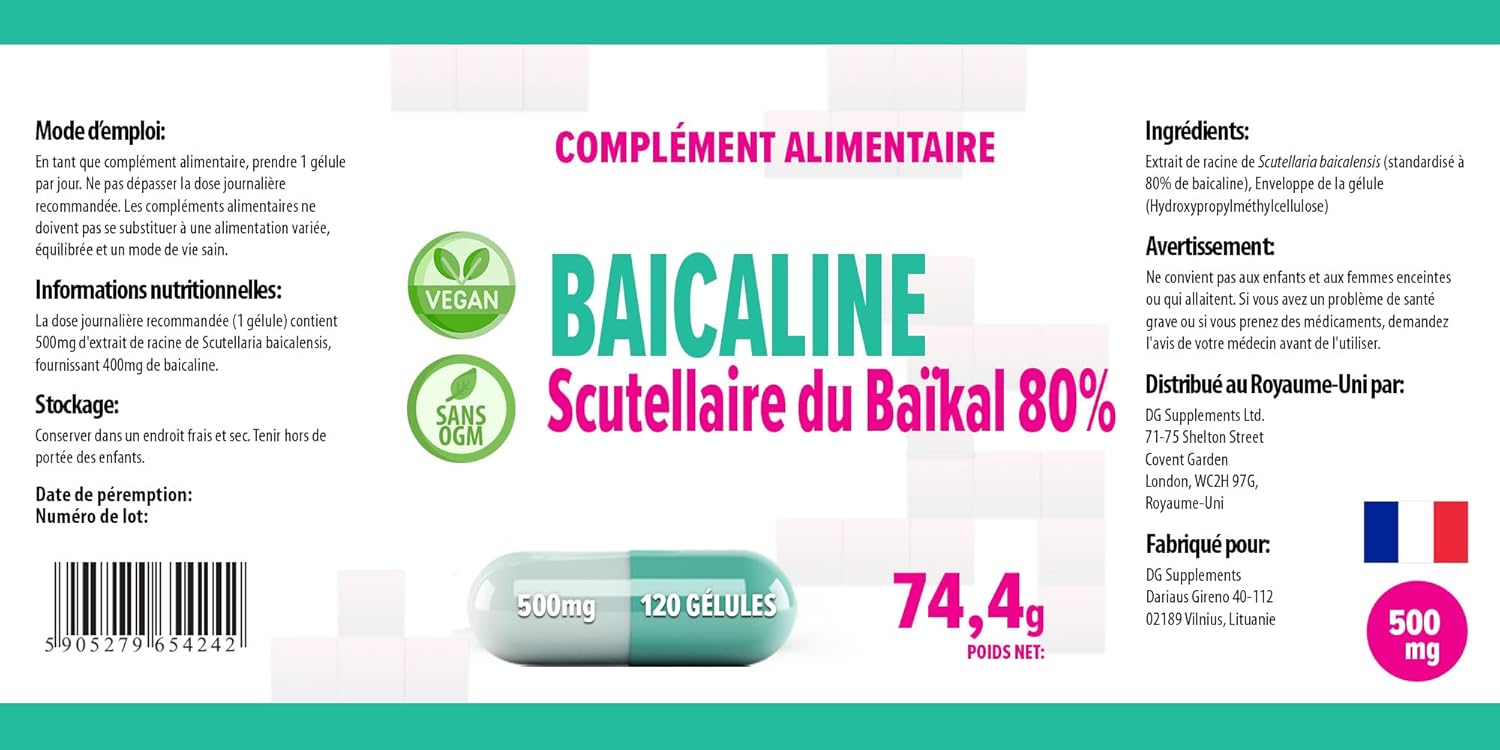 Hepatica Baicalin (Chinese Skullcap) 500Mg | 120 Vegan Capsules | High Strength Antioxidant & Immune Support | 3Rd Party Lab Tested | Gluten-Free & Non-Gmo