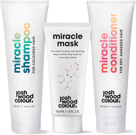 Josh Wood Colour Care Bundle For Dry & Damaged Hair Sulphate Free, Colour Shine Complex, Locked In Glossy Colour, Cleansing And Conditioning, 3 Bottles