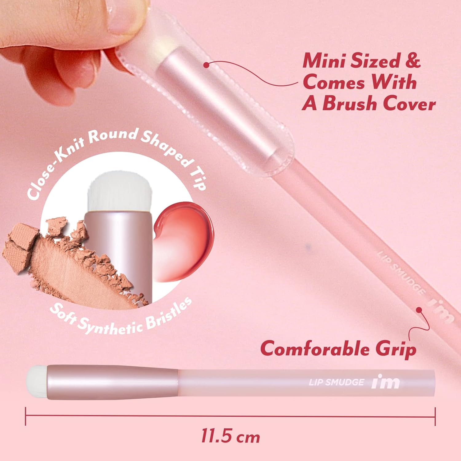 I'M Meme Tool - Lip Smudge Brush | With Cap, Reusable, Multi-Purpose Makeup Blending Applicator, Travel Size, Versatile, 1 Count