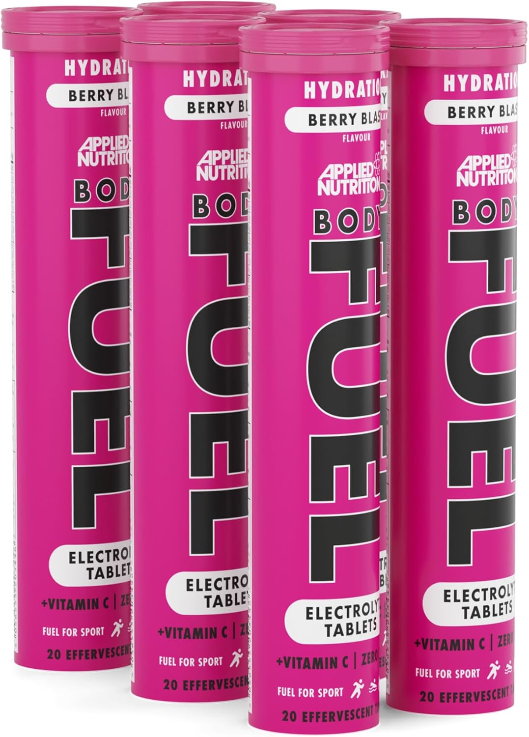 Applied Nutrition Bodyfuel Hydro Rehydration, Vitamin C 1000Mg, Effervecent Tablet (6 Packs Of 20) (Berry Blast)