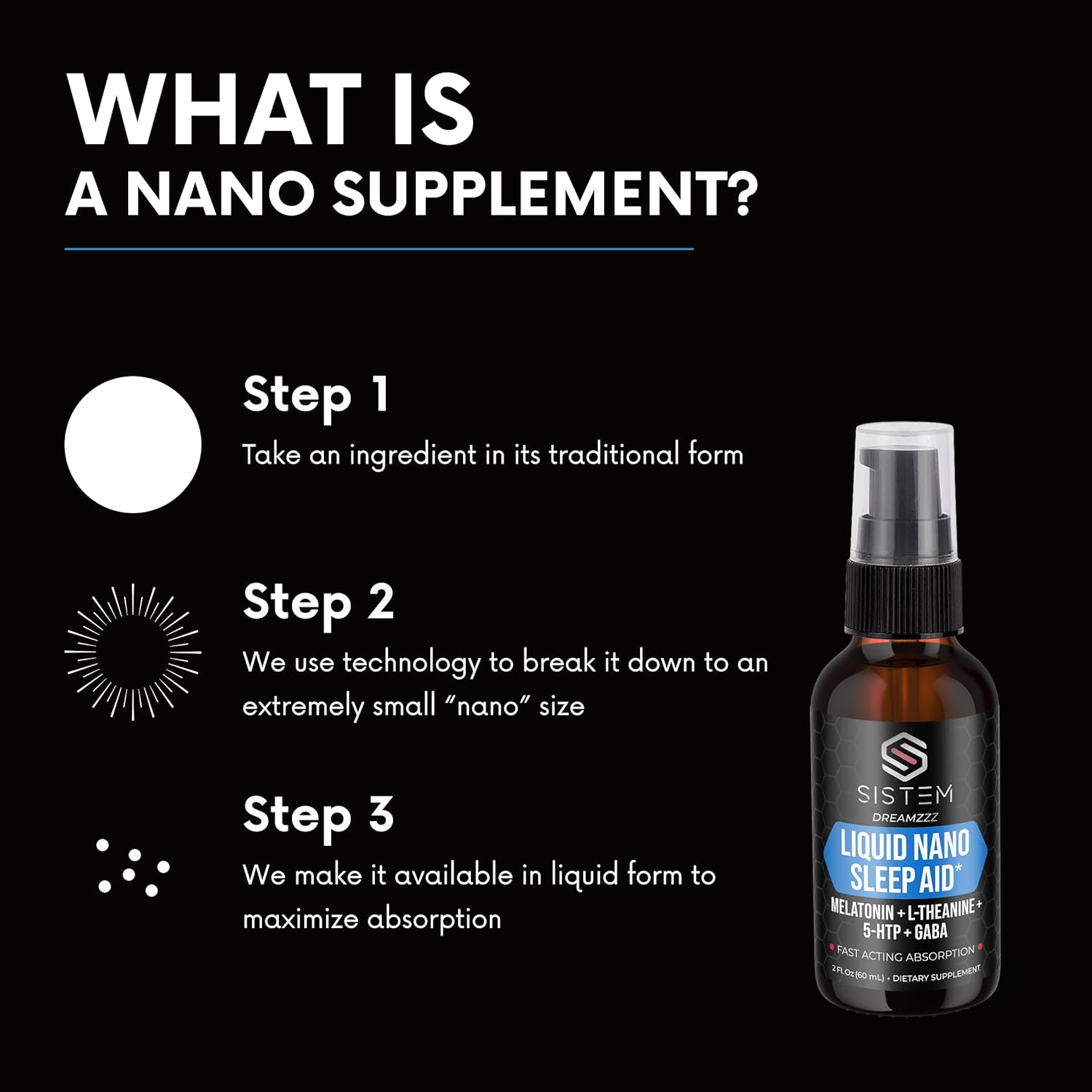 Dreamzzz By Sistem - Liquid Nano Sleep Aid Spray With Melatonin, Gaba, L-Theanine, 5-Htp Supplement Blend, Promotes Calm, Restful Sleep & Restoration For Adults