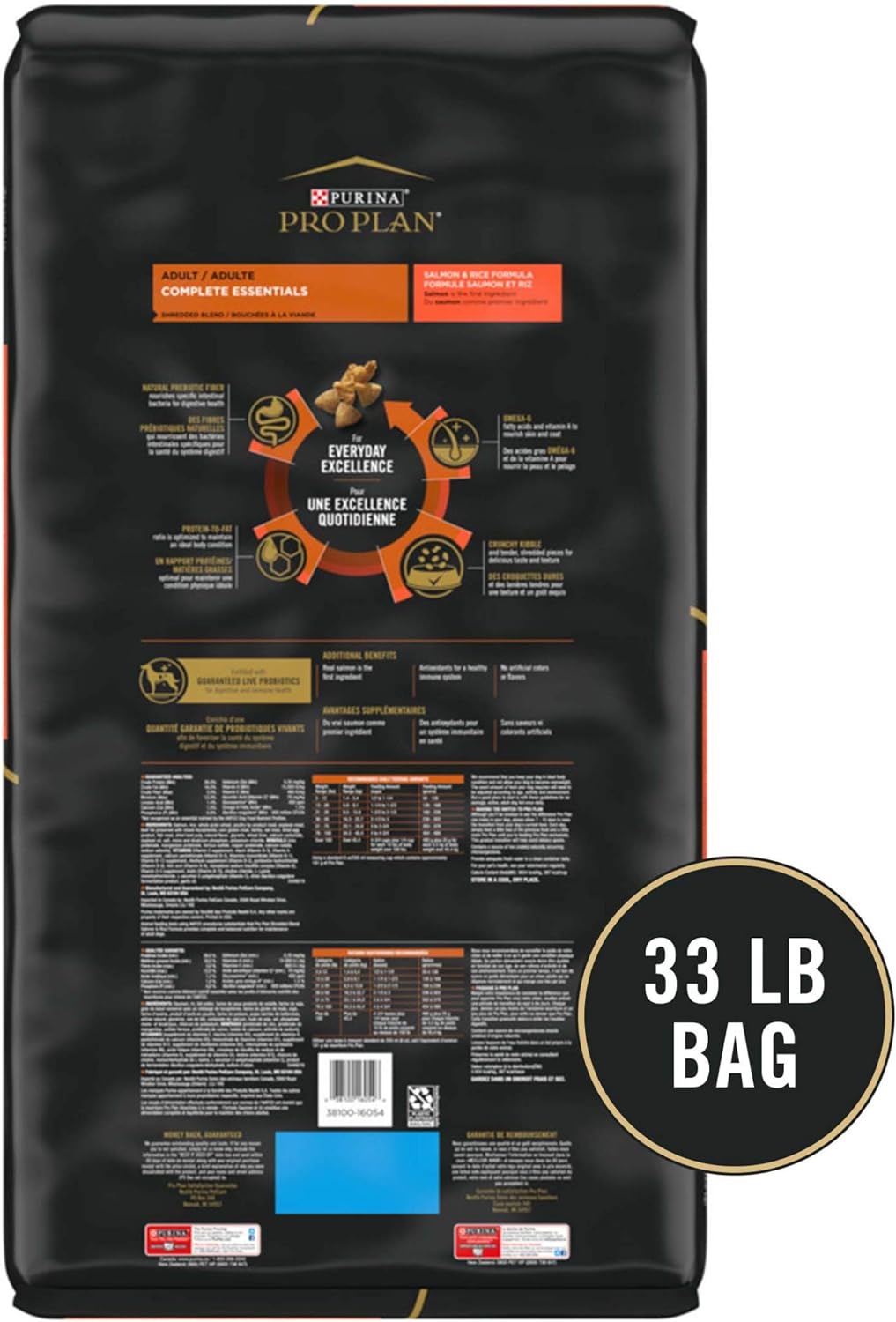 Purina Pro Plan High Protein Dog Food With Probiotics for Dogs, Shredded Blend Salmon & Rice Formula - 33 lb. Bag : Pet Supplies
