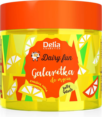 Delia Cosmetics - Dairy Fun - Lemon Jelly For Body Wash - Cleans And Refreshes - Scented And Smooth Skin - Intense Tropical Lemon Fragrance - Natural Extracts - 350 G