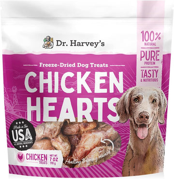 Dr. Harvey'S Chicken Hearts Freeze Dried Training Dog Treats With Real Chicken Hearts For Dogs, 7 Ounces