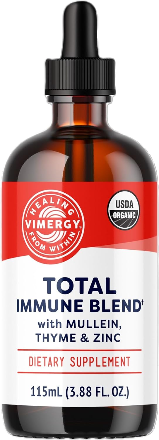 Vimergy Total Immune Blend Tm*– Fast-Absorbing Immune Support – All-Season, Zinc, Thyme, & Mullein Drops – Non-Gmo, Vegan, Usda Organic, 57 Serv (115 Ml)