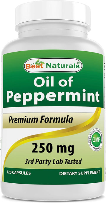 Best Naturals Peppermint Oil Bowel Soothing Dietary Supplement, 250 mg, 120 Count