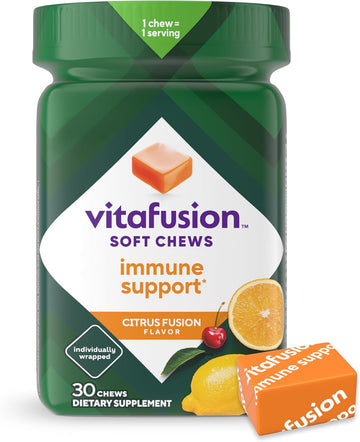 Vitafusion Soft Chews Immune Support (1), Adult Chewable Vitamin C For Immune Support, Individually Wrapped, Citrus Fusion Flavor, 30 Chews, 30 Day Supply