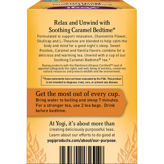 Yogi Tea Soothing Caramel Bedtime Tea - 16 Tea Bags Per Pack (6 Packs) - Calming Sleep Tea - Supports Good Sleep - Includes Chamomile Flower, Rooibos Leaf, Roasted Chicory Root & More