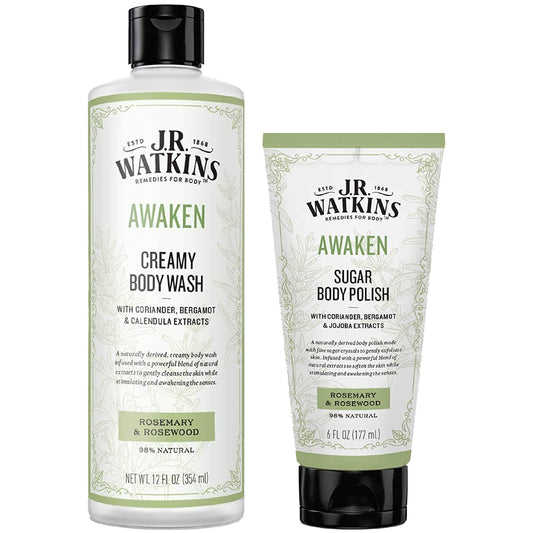 J.R. Watkins Beautiful Awakening Gift Set Kit, AWAKEN Creamy Body Wash & Sugar Body Polish : Beauty & Personal Care