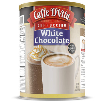 Caffe D’Vita White Chocolate Cappuccino Mix - White Chocolate Powder, Gluten Free, No Cholesterol, No Hydrogenated Oils, No Trans Fat, 99% Caffeine Free, Instant Cappuccino Mix - 3 Lb Can