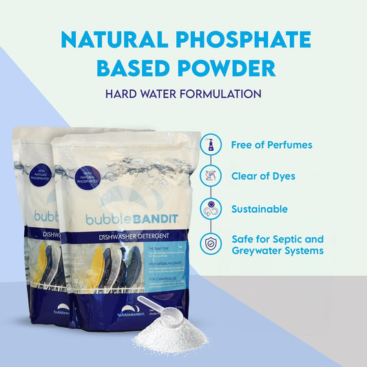 Dishwasher Powder Detergent with Phosphate(Pack of 2). The Best Dishwasher Detergent for Spotless Dishes in Hard Water! ALL-IN-ONE (Soak, Wash & Rinse),(7.5 lbs.)