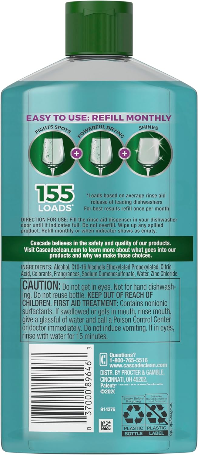 Cascade Power Dry Dishwasher Rinse Aid, 16 fl oz : Health & Household