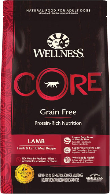 Wellness Core Natural Grain Free Dry Dog Food, Lamb, 4-Pound Bag