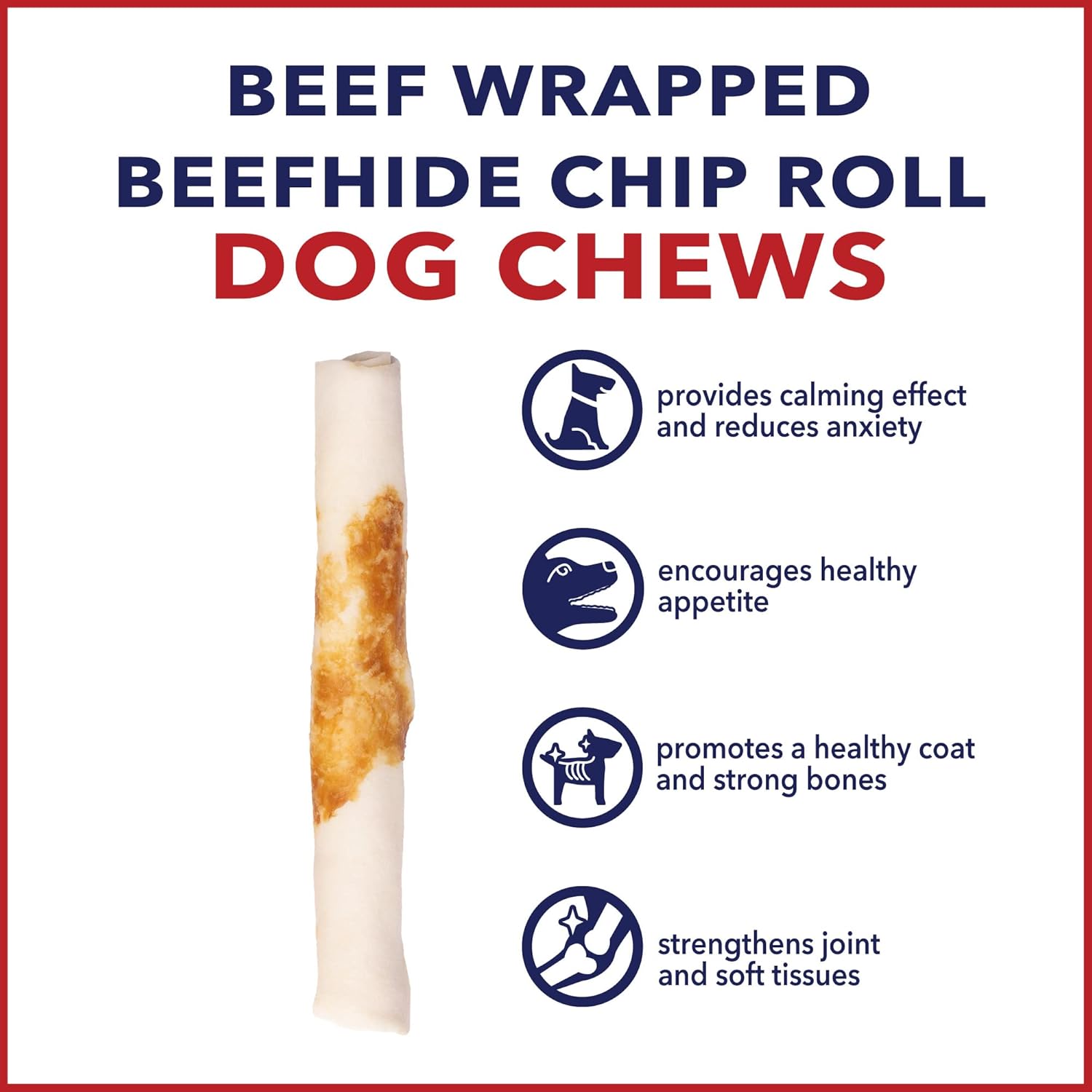 Pet Factory Twistedz American Beefhide 5" Chip Rolls Dog Chew Treats w/ Real Beef Meat Wrap - 8 Count/1 Pack : Pet Supplies