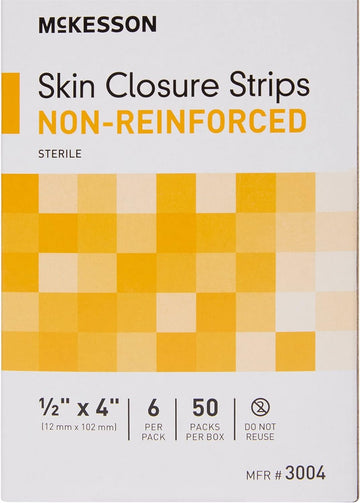 McKesson Skin Closure Strips, Sterile, Non-Reinforced, 1/2 in x 4 in, 50 Count