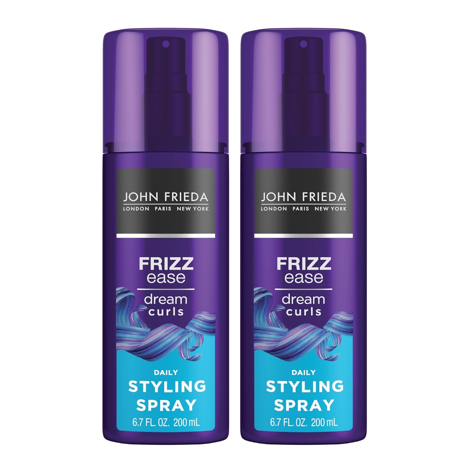 John Frieda Anti Frizz, Frizz Ease Dream Curls Daily Styling Spray For Curly Hair, Revitalizes Natural Curls, 2-6.7 Oz