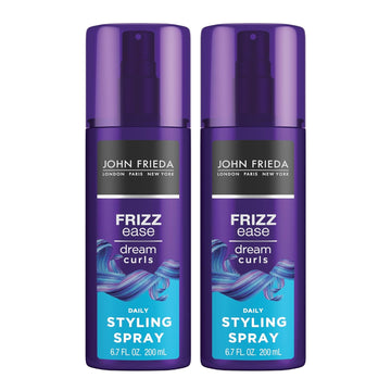 John Frieda Anti Frizz, Frizz Ease Dream Curls Daily Styling Spray For Curly Hair, Revitalizes Natural Curls, 2-6.7 Oz