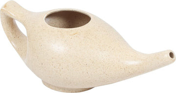 Durable Porcelain Ceramic Neti Pot Hold 230 Ml Water Comfortable Grip With 10 Sachet Neti Salt | Microwave And Dishwasher Safe Eco Friendly Natural Treatment For Sinus And Congestion (Brown Matt)