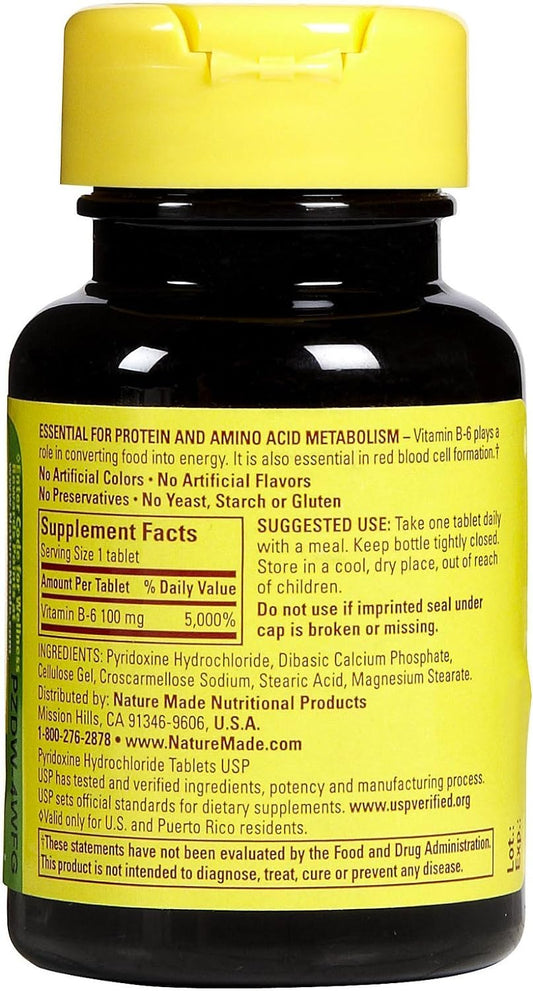 Nature Made Vitamin B6 100 mg Tabs, 100 ct