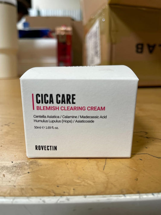 Rovectin Cica Care Blemish Clearing Cream: Soothes Skin Irritation And Improves Oiliness, Sebum, Blackheads For Oily Skin | Calamine, Centella Asiatica | Vegan Korean Moisturizer (1.96 Fl.Oz, 50Ml)