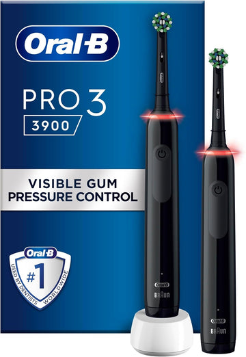Oral-B Pro 2 Electric Toothbrush With Smart Pressure Sensor, 2 Handles, 2 Cross Action Toothbrush Heads, 2 Modes With Daily Clean, Gifts For Men/Women, 2 Pin Uk Plug, 2900, Black & Pink