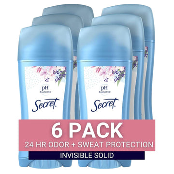 Secret Antiperspirant And Deodorant Women, Powder Clean Invisible Solid 2.6 Oz (Pack Of 6)