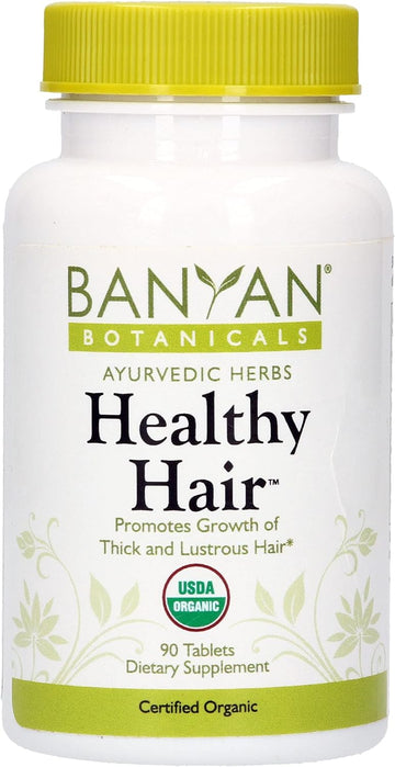 Banyan Botanicals Healthy Hair Tablets â€“ Organic Hair Supplement with Amla & Bhringaraj â€“ Ayurvedic Hair Care for Thick, Lustrous & Strong Hair* â€“ 90 Tablets â€“ Non GMO Sustainably Sourced Vegan