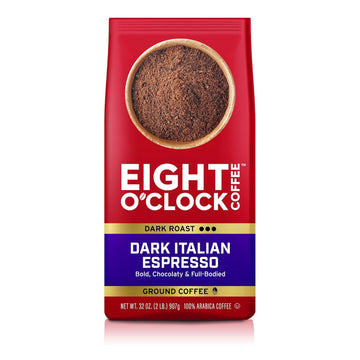 Eight O'Clock Coffee Dark Italian Espresso, 32 Ounce (Pack Of 1) Dark Roast Ground Coffee, 100 % Arabica, Bold & Chocolaty