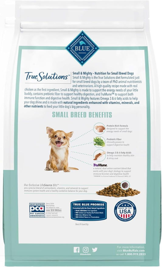 Blue Buffalo True Solutions Small & Mighty Small Breed Adult Dry Dog Food, Supports High Energy Needs, Made In The Usa With Natural Ingredients, Chicken, 4-Lb. Bag