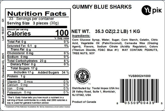 Yupik Blue Shark Gummies, 2.2 Lb, Gummy Candy