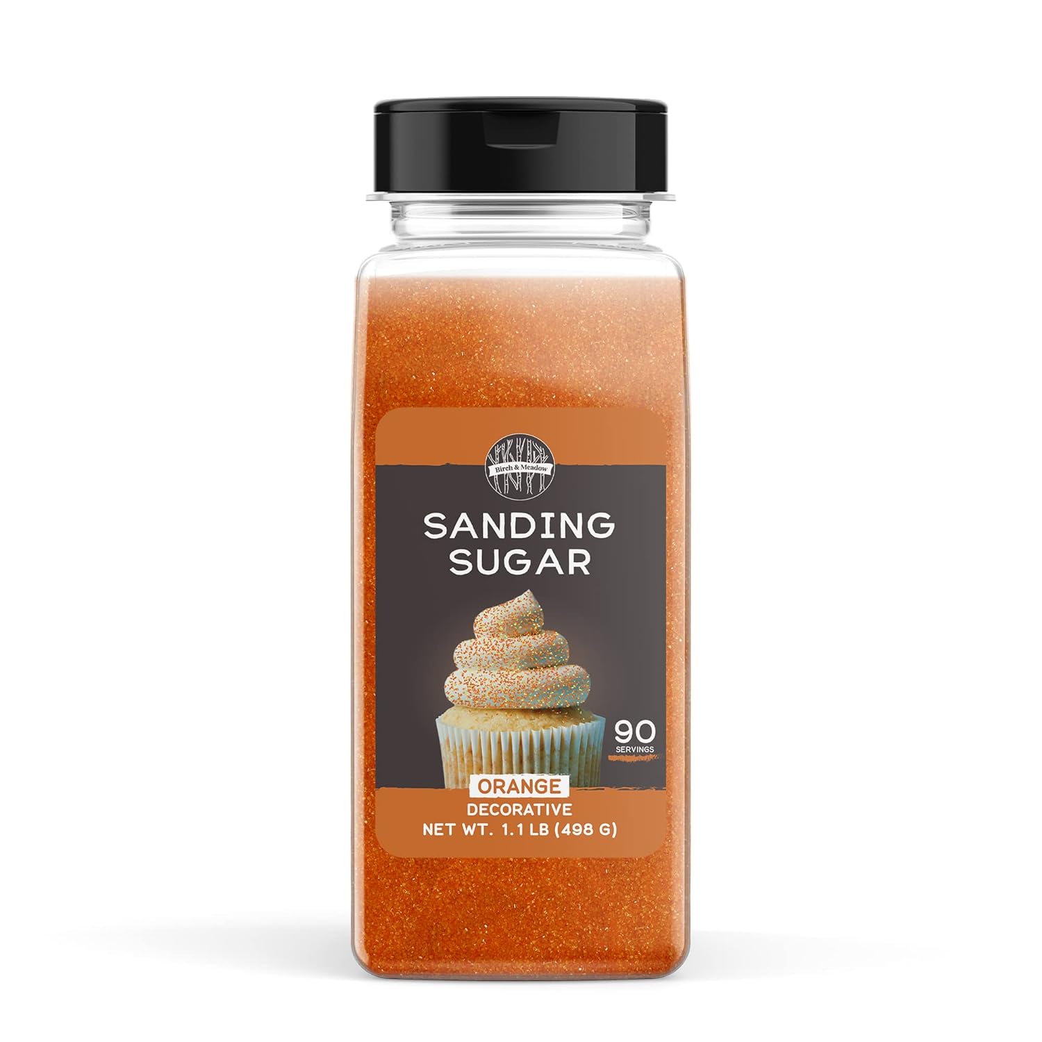 Birch & Meadow Orange Sanding Sugar, 1.1 Lb. Colorful Sugar Crystals For Festive Holiday Baking