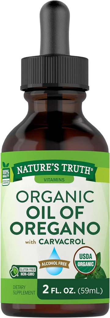 Nature'S Truth Oil Of Oregano Organic Liquid Drops | 2 Fl Oz | Mediterranean And Wild Oregano Supplement | Non-Gmo & Gluten Free