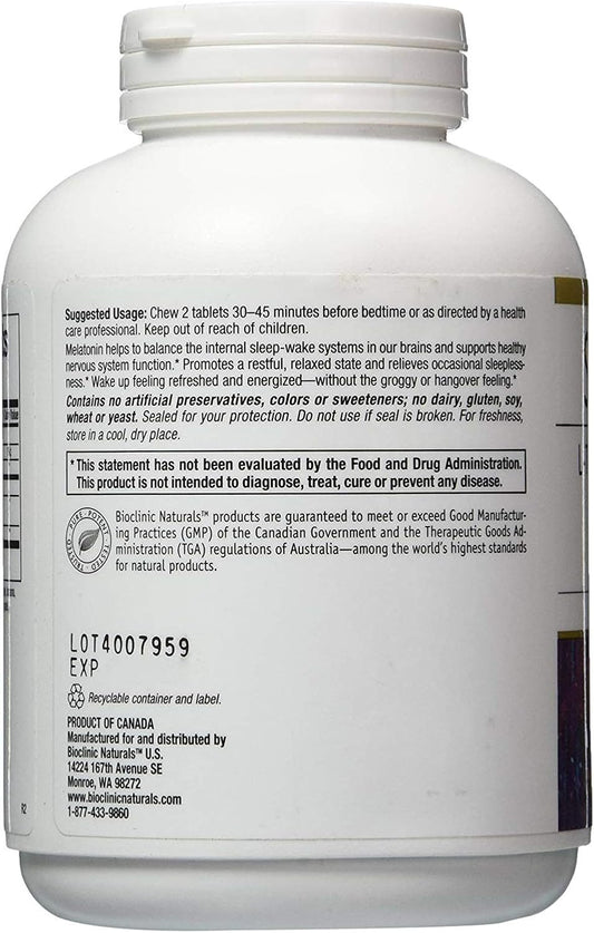 Bioclinic Naturals Somno-Pro L-Theanine - 5-Htp - Melatonin Tropical Breeze 90 Chewable Tablets