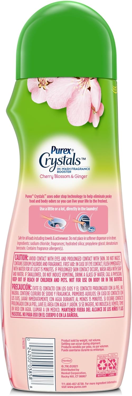 Purex Crystals in-wash Fragrance and Scent Booster, Cherry Blossom & Ginger, 21 Ounce (Pack of 4)