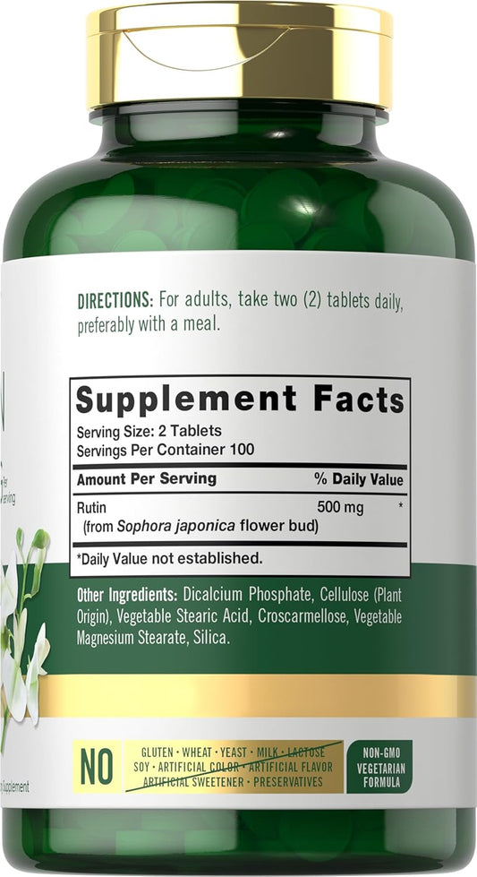 Carlyle Rutin Supplement 500Mg | 200 Tablets | Vegetarian, Non-Gmo, Gluten Free