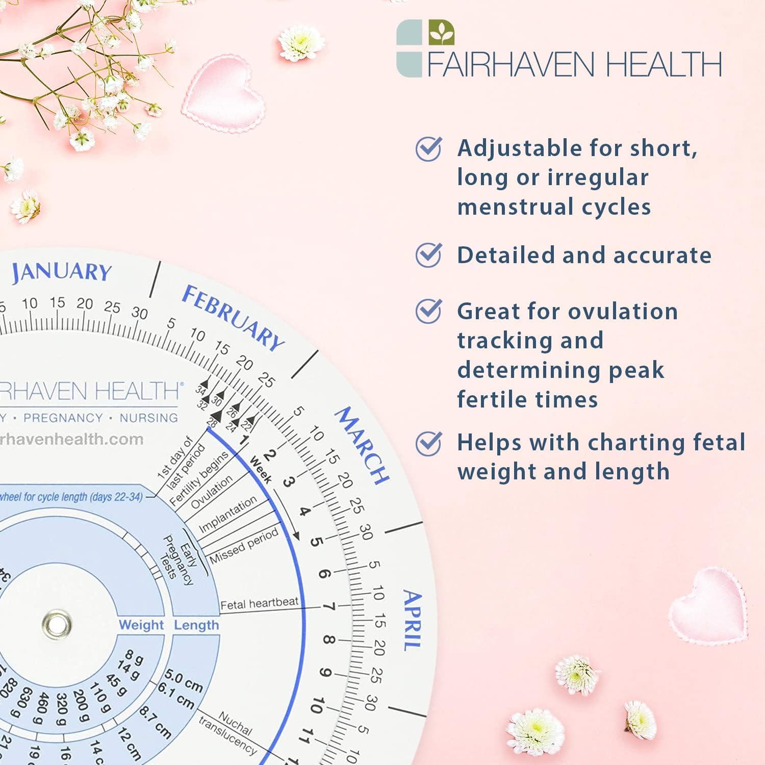 Fairhaven Health Pregnancy Wheel And Ovulation Calendar, Fertility Predictor And Tracker For Mom, Women, Patients, Nurses, Doctors, Midwives, Track Pregnancy, Irregular Menstrual Cycles For Conception