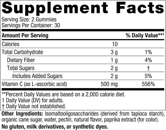 Nordic Naturals Vitamin C Extra Strength Gummies - Tangerine Flavor - 60 Gummies - 500 mg Vegan Vitamin C Supplement - Low-Sugar Immune-Support Gummies - 30 Servings