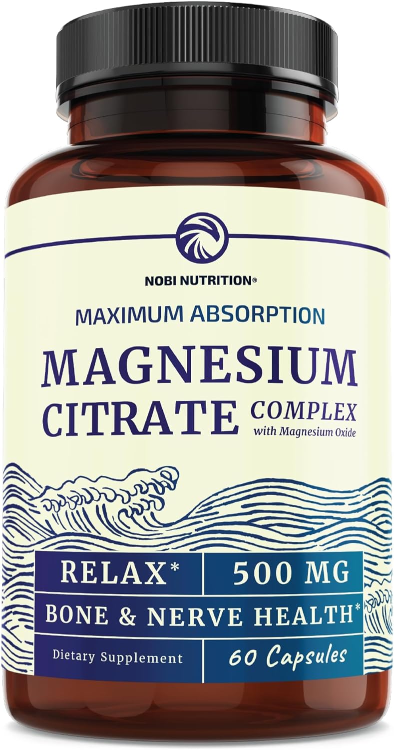 Magnesium Citrate Complex 500 Mg For Calm, Relaxation, Constipation & Digestion Health Support | High Absorption Magnesium Supplement With Elemental Magnesium Oxide | Non-Gmo, Soy-Free | 60Ct