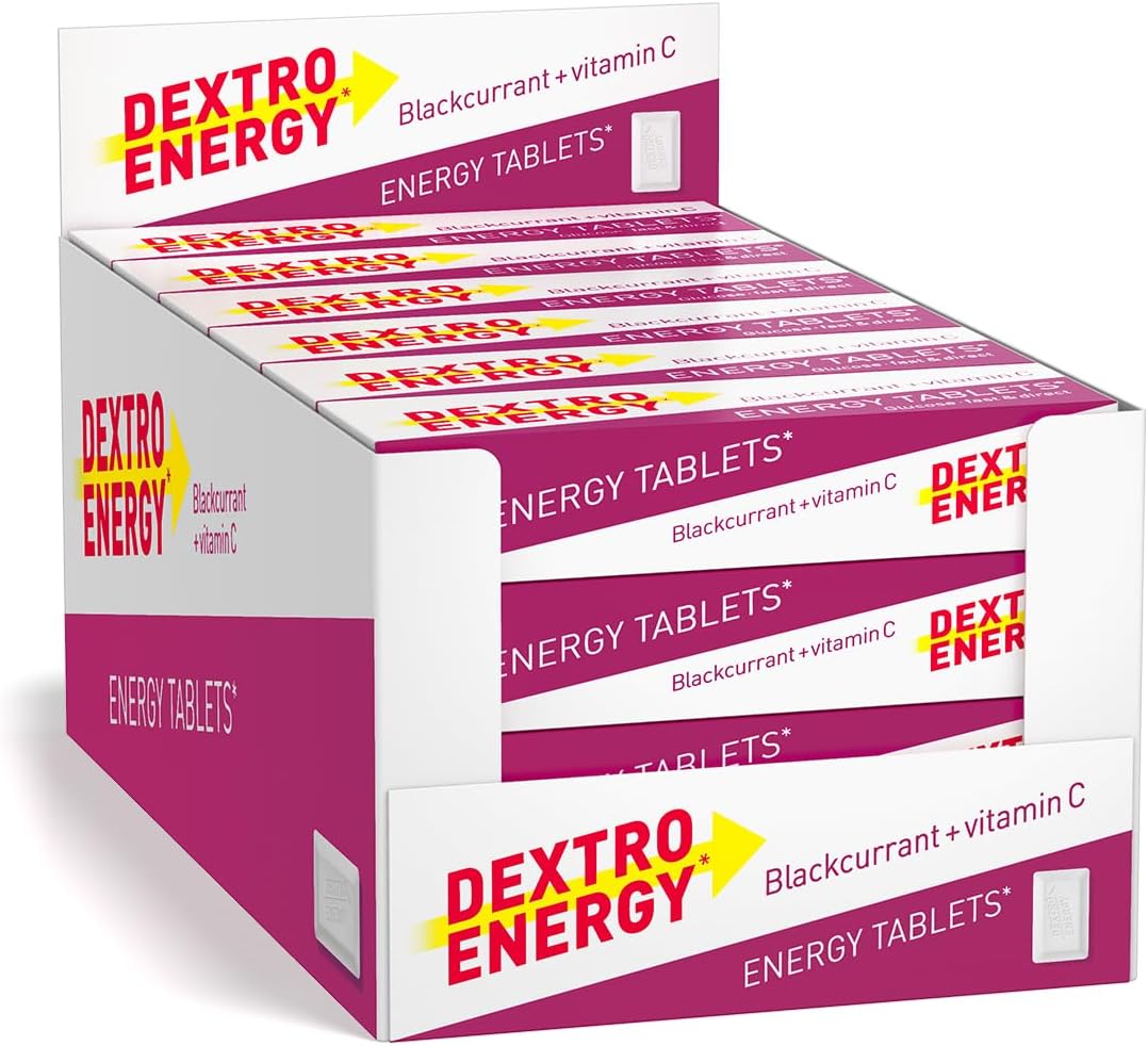 Dextro Energy Blackcurrant Glucose Tablets With Vitamin C, 47 G, 24 Packs, Energy Tablets, For A Quick Burst Of Glucose