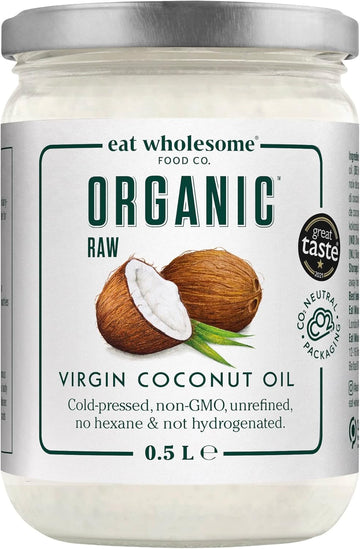 Eat Wholesome Organic Raw Cold-Pressed Virgin, Coconut Oil, 500 Ml, For Cooking, Baking, Skin Moisturiser & Hair Conditioner